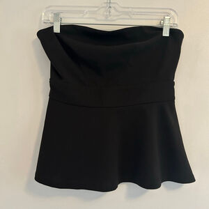 Black Strapless Peplum Top Size Small